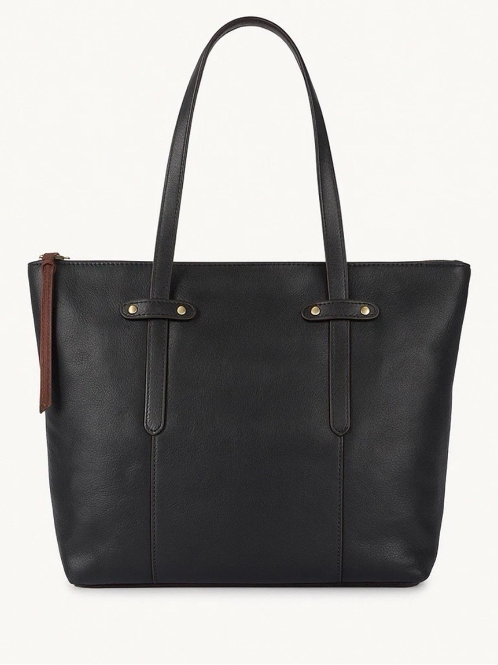 Fossil Felicity Black Leather Tote Shoulder Bag Brass Hardware Bucket SHB1981001